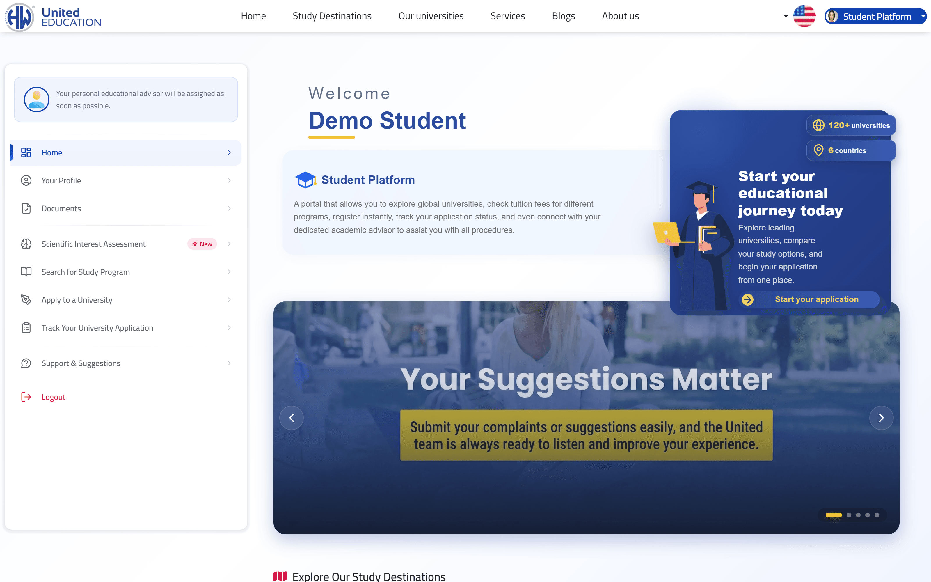 United Education · Student Platform